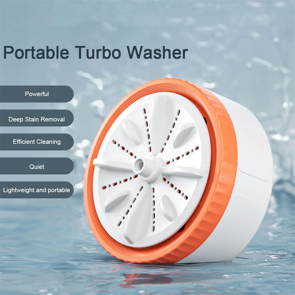 Automatic Compact Clothes Washer USB Rechargeable Turbine Washing Machine Space-Saving Lightweight for Travel Trip Apartment