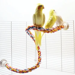 Pet Bird Standing Toys for Parrots Cockatiel Agapornis Parakeet Perch Bird Cages Accessories Bendable Swing Rope Perching Sticks
