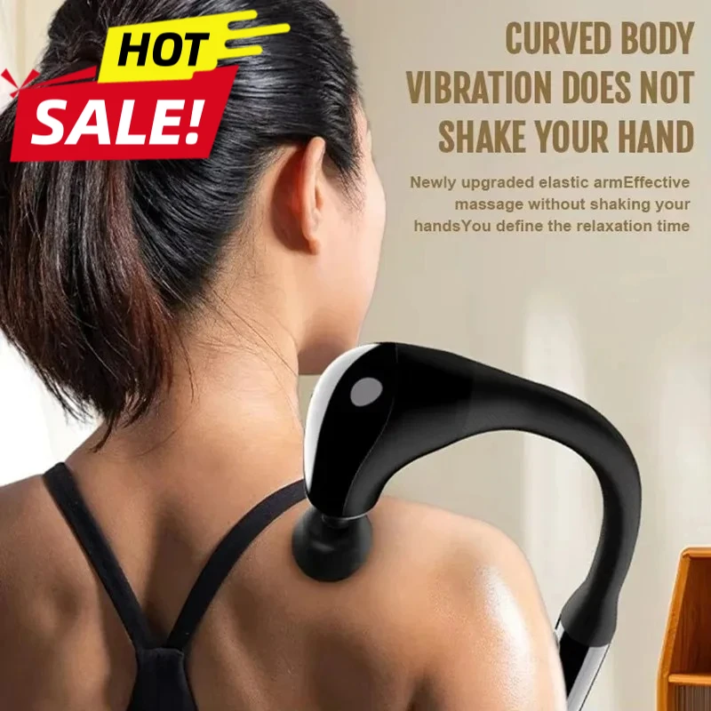 UShape Back Massager Gun with Long Extended Handle Portable Deep Tissue Fascia Gun for Full Body Muscle Recovery in Back Leg Arm