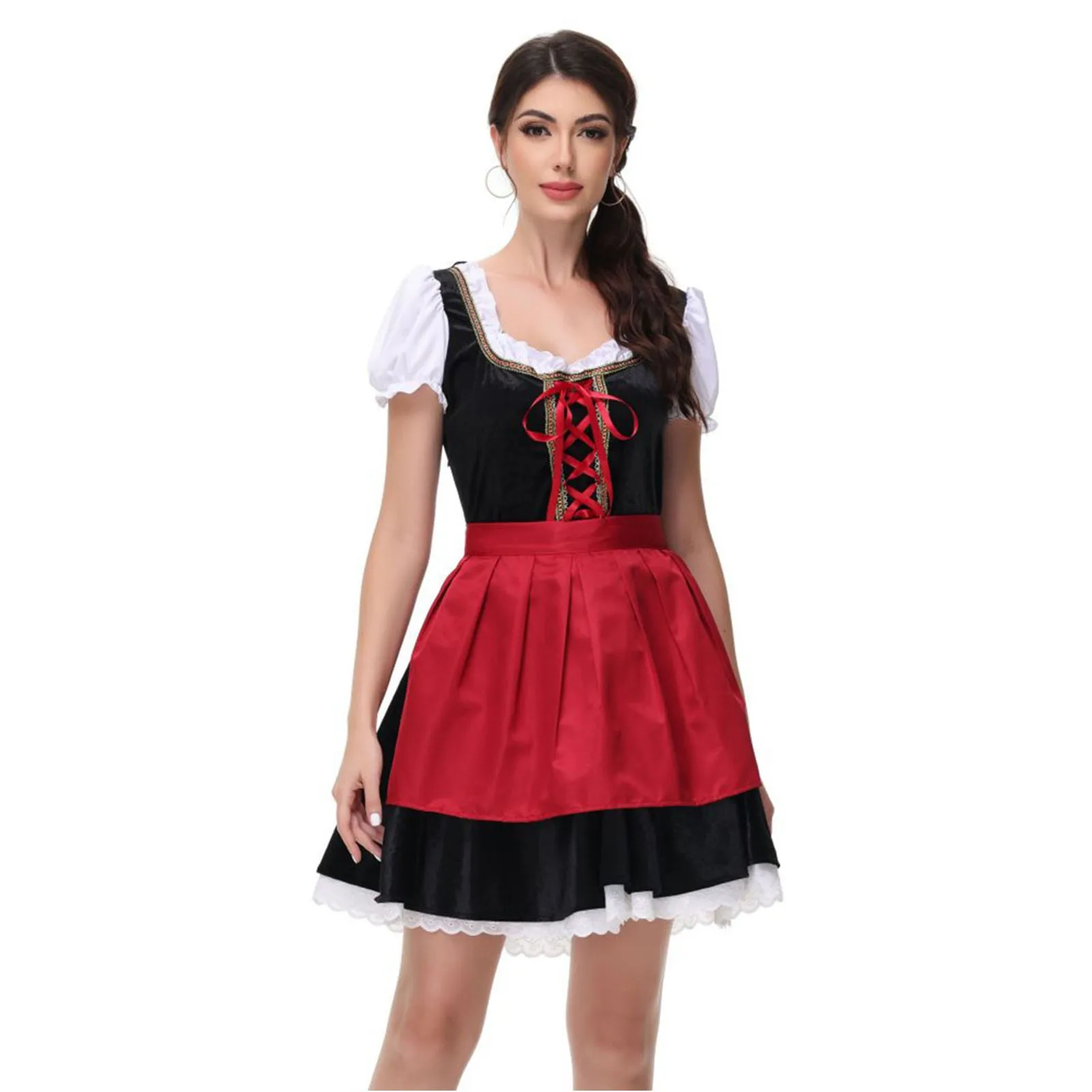 Women Traditional German Bavarian Beer Girl Costumes Party Dresses Sexy Oktoberfest Festival Dirndl Dress Retro Medieval Costume