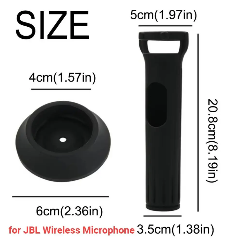 Black Protective Sleeve Anti-Rolling Shockproof Mic Protector Cover Detachable Base Anti-Slip for for JBL Wireless Microphone
