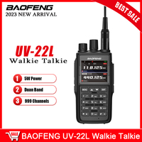 2023 BAOFENG UV-22L Walkie Talkie Dual Band 5W Power 1800mAh Portable Two Way Radios BF-UV22L One Click Frequency Matching