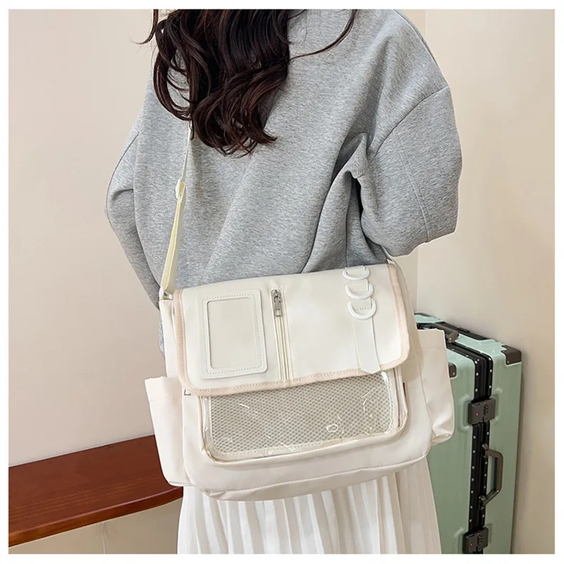 

Nylon Itabag Japanese Style Women Crossbody Bag Large Capacity Ita Bag Messenger Bag Clear Window For Anime Badge Doll Storage