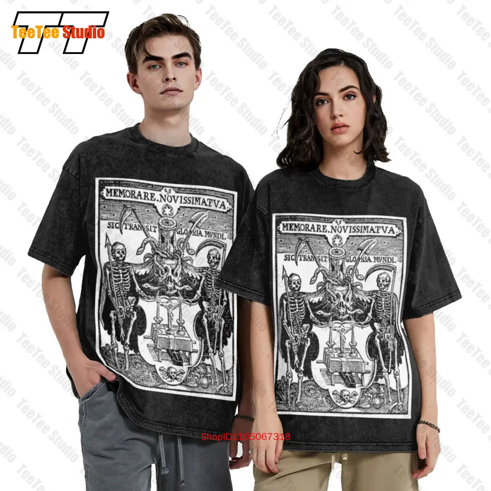 Memento Mori Danse Macabre Dance Of Death Occult Skull Gothic Remember Vintage Oversized T-Shirt MHU1