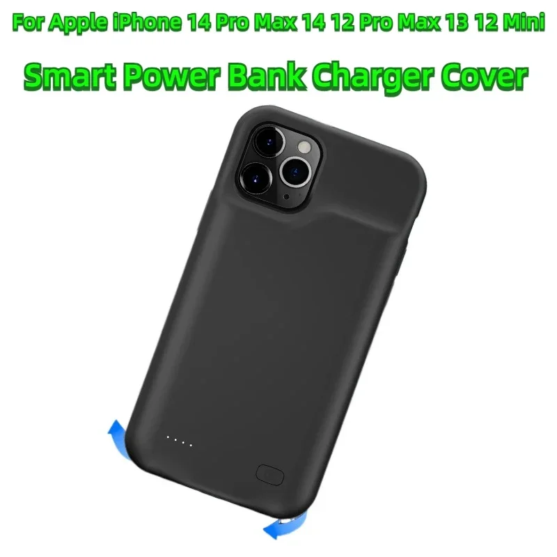 

Battery Case Silicone Power Case Smart Power Bank Charger Cover For IPhone 14 12 Pro Max 13 12 Mini