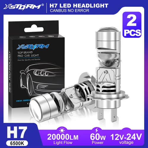 XSTORM H7 LED proyector faro 20000LM 60W lente proyector faro H4 bombillas para coche Turbo lámpara motocicleta faro
