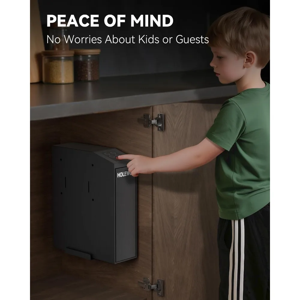 Gun Safe Biometric Pistol Safe Bedside Handgun Case, Slider Fingerprint 3 Ways Quick Access Mounted Gun Lock Box for Nightstand,