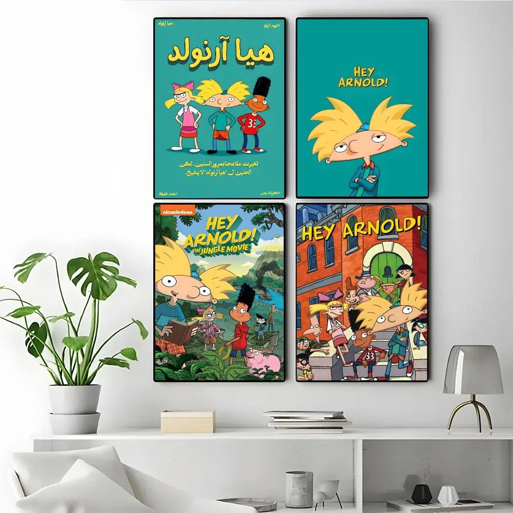 TV Series Hey ArnoldS Poster Poster Self-adhesive Art Waterproof Paper Sticker Coffee House Bar Room Wall Decor