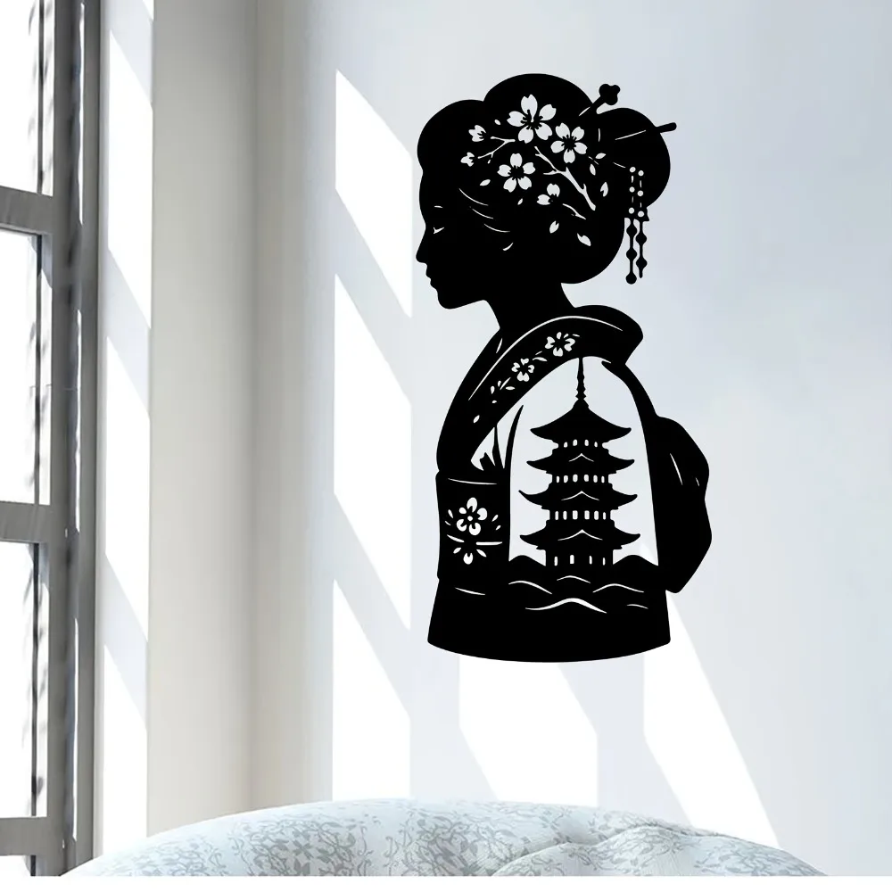 CIFBUY Metal Wall Art Iron Hanging Decor 2D Sculpture Geisha Japanese For Home Garden Indoor Outdoor Fence Rustic