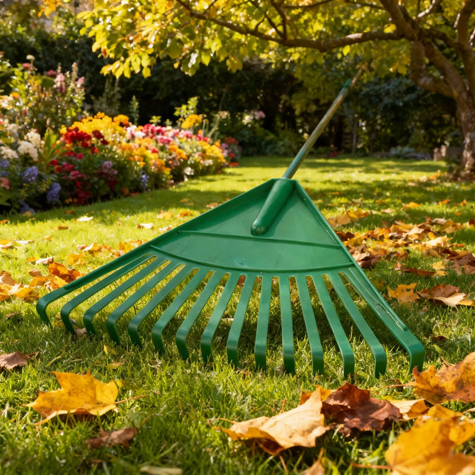 Plastic Lawn Rake for Leaves and Grass Lightweight Easy Carry Fine Teeth Large Area Coverage Garden Yard Raking Tool Shrub Rake