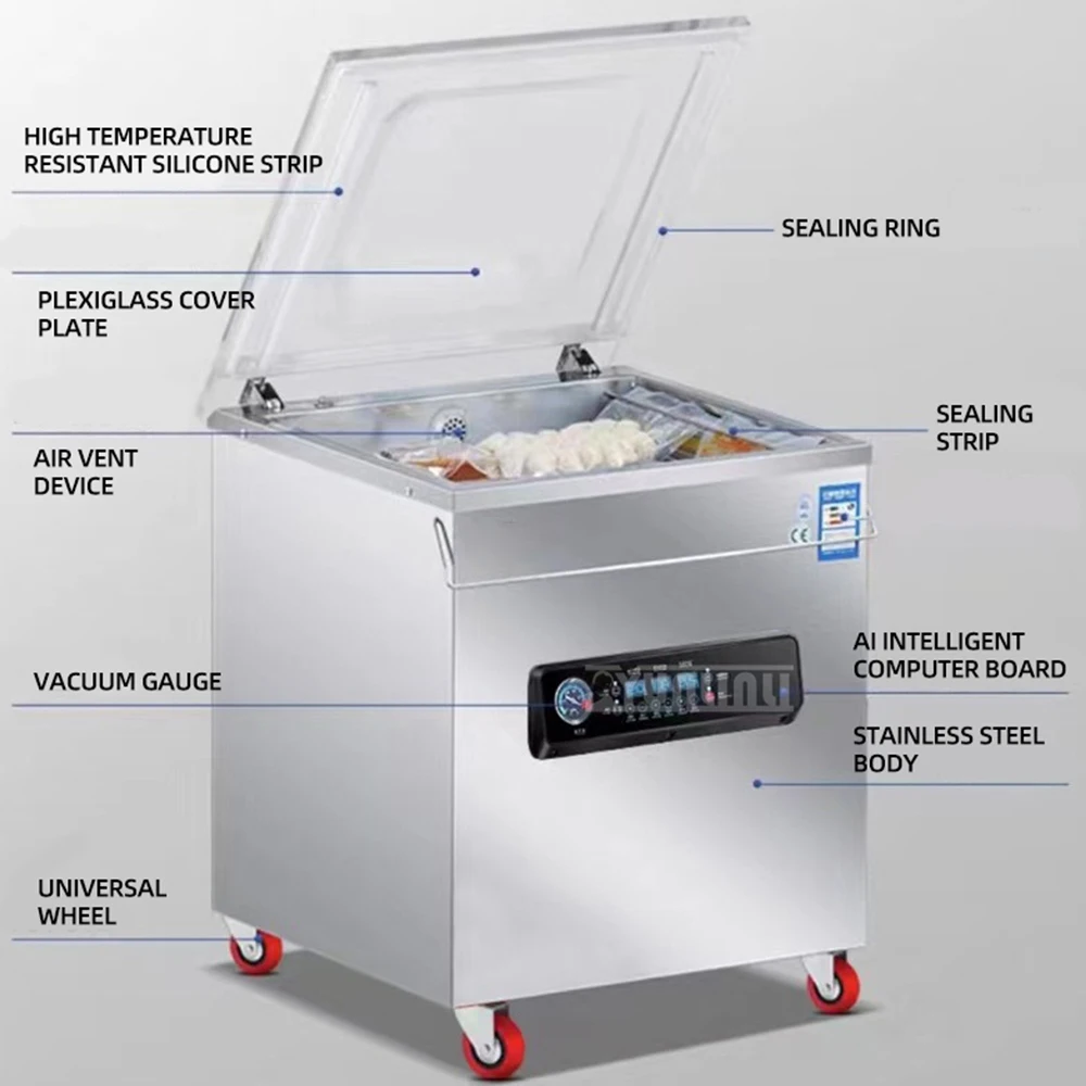 Коммерческий вакуумный упаковщик для влажной и сухой уборки, автоматическая вакуумная машина для пищевых продуктов, упаковочная машина двойного назначения, упаковщик пакетов