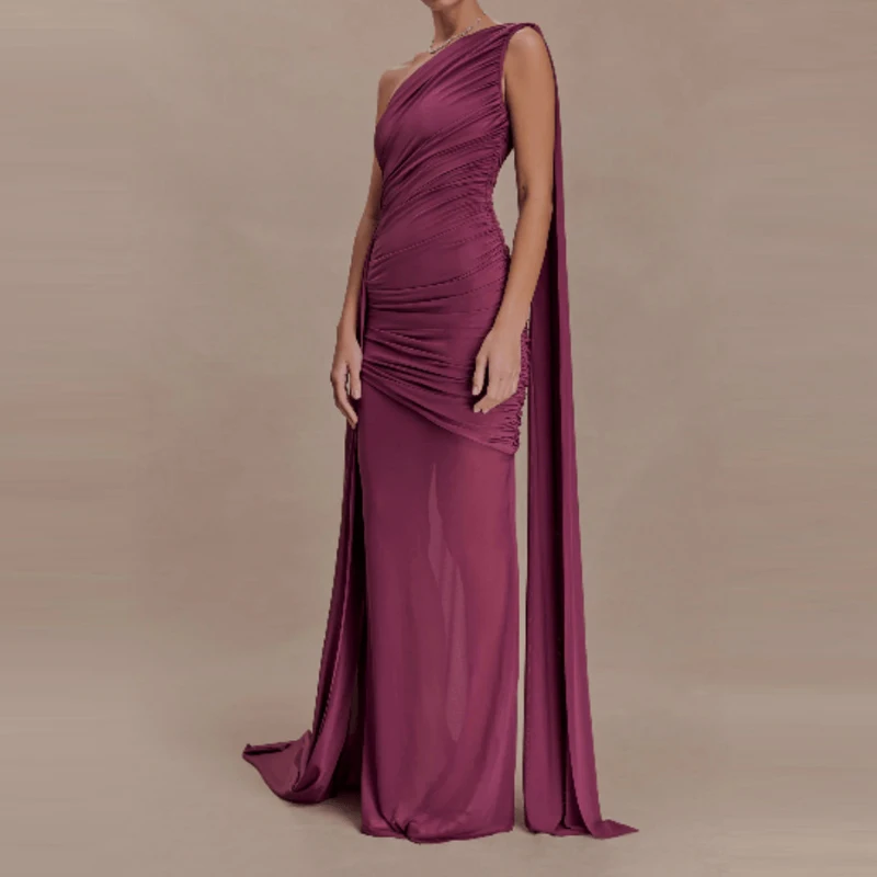 

Элегантное женское вечернее платье с открытыми плечами, асимметричное, с сетчатыми вставками, летнее, сексуальное, с косым вырезом, однотонное, длинное