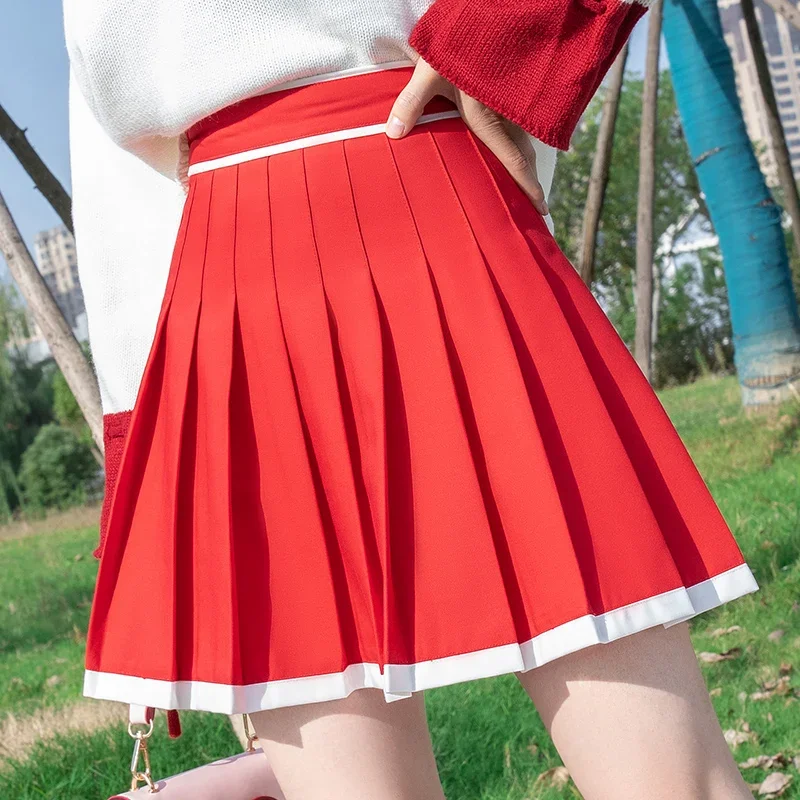 Harajuku Womens Summer Solid Pleated Skirt Sweet Mini High Waist A-Line Casual Street Hip-Hop student Short Skirts