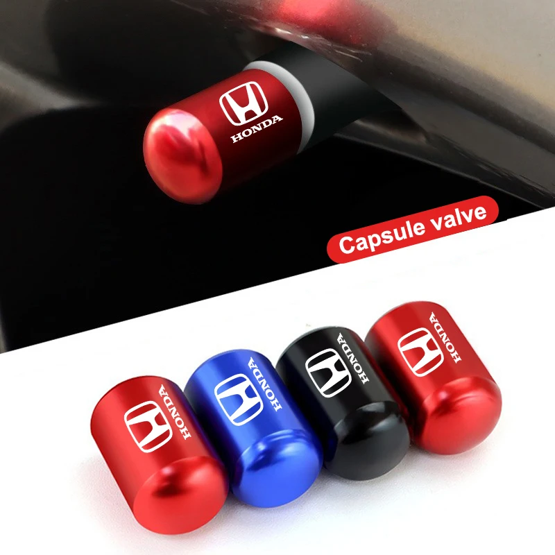 4PCS Car Wheel Tire Valve Caps Tyre Stem Covers For Honda Civic Accord CRV Fit Jazz nc750x cb500x Odyssey Insight Vezel City