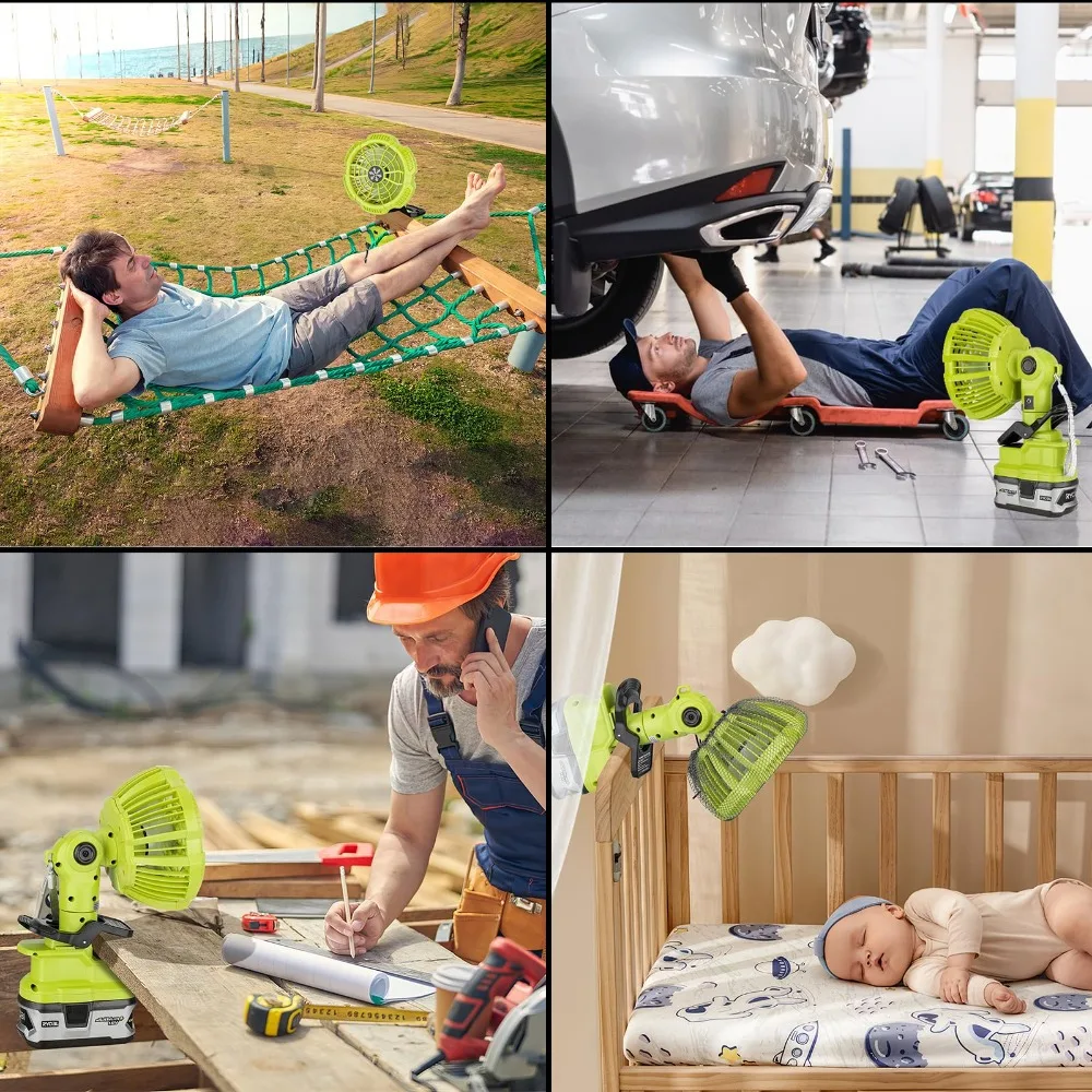 For Ryobi 18V Li-ion Battery Cordless Clip Fan Portable Outdoor Camping Workplace Home Office With USB Port high quality