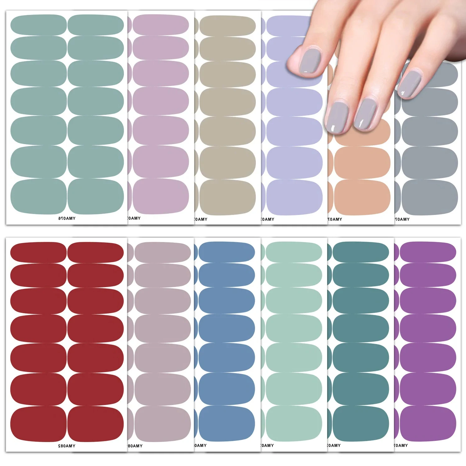 16 Nails Solid Color Simple Waterproof Nail Stickers Firm and Not Easy To Fall Off Multi Color Nail Art for Women's Dressing Up