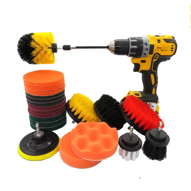 22PCS Drill Cleaning Brush Kit Power Accessory Kit, Electric Cleaning Brush, with Extension Rod