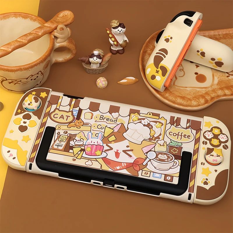 

Kawaii Cat Silicone Protective Case for Nintendo Switch 2 Game Accessories NS2 JoyCon Cover with 1Pair Customized Thumb Grips