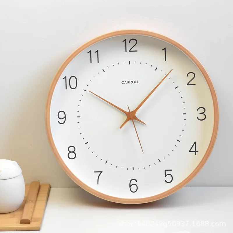 Solid Wood Wall Clock Modern Minimalist Living Room Home Silent Clock Fashion Creative Nordic Clocks Home Decoration 12/14Inch