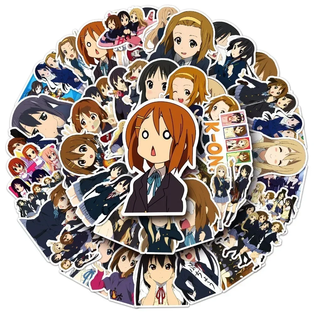 50 pezzi KON! Hirasawa Yui Nakano Azusa Adesivi anime autoadesivi Manga Cartoon Kawaii Disegno Grafitti Doodle Decorazioni