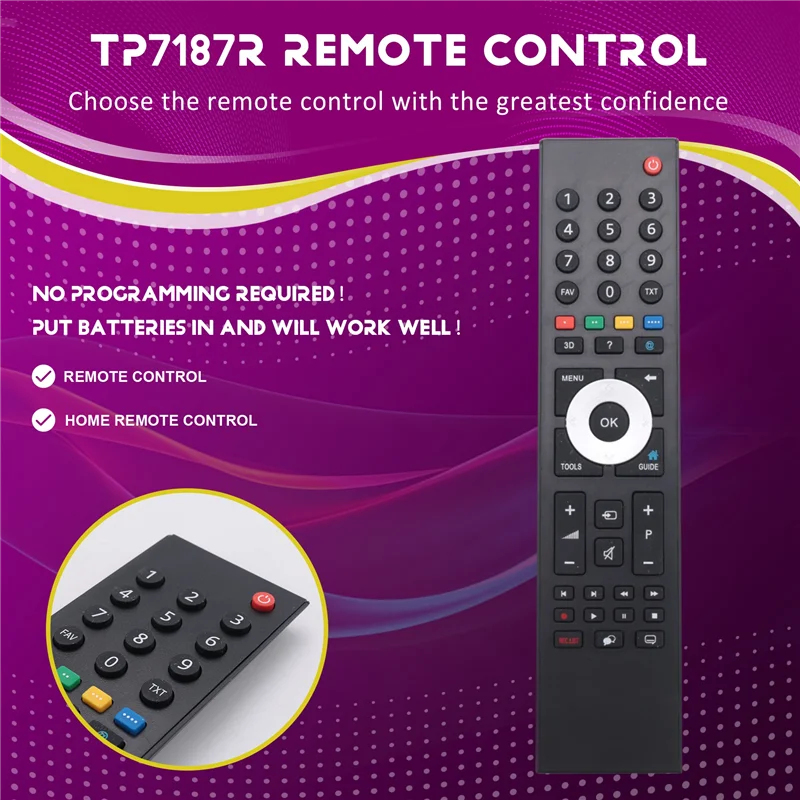 -B48C TP7187R Remote Control For GRUNDIG Smart TV Replacement Remote Control TP7187R Black