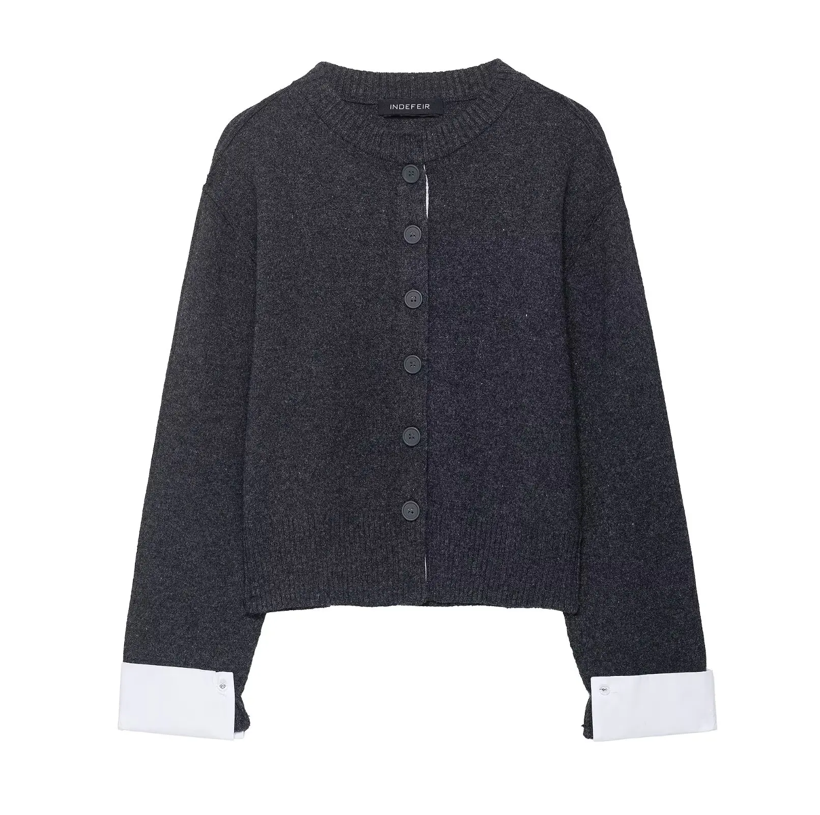 

2025 New Fall Women's Commuter Style Long-Sleeve Crew Neck Knit Cardigan Minimalist Design