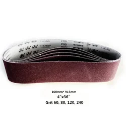 5pcs Sanding Belts 100x915mm 4