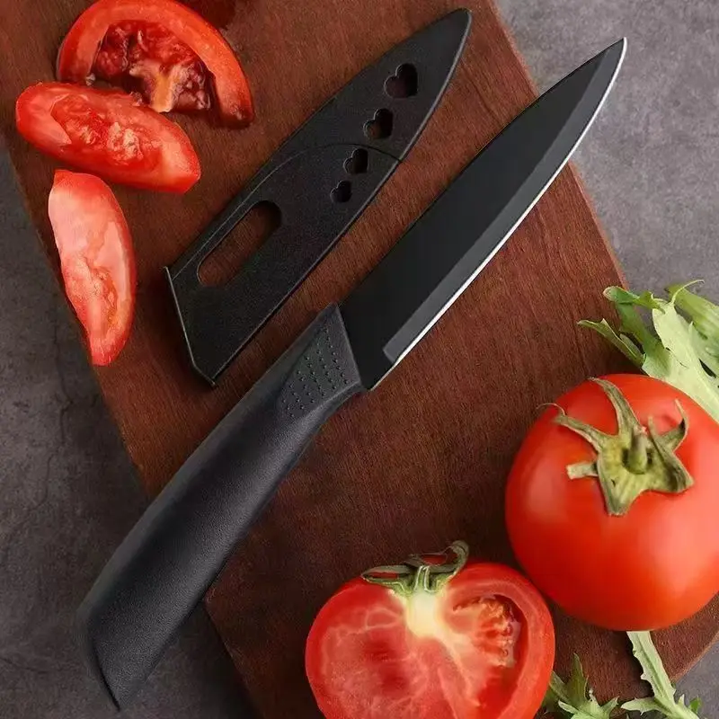 1/3 piece fruit knife set, black fruit knife, best-selling, portable stainless steel small knife with knife cover barbecue knife