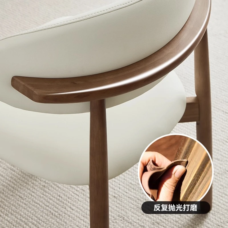 منتصف القرن الصلبة كراسي تناول الطعام الخشبية فندق فاخر الحد الأدنى بولي Leather كراسي تناول الطعام الجلدية لينة مسند الظهر البراز الأثاث Sillas