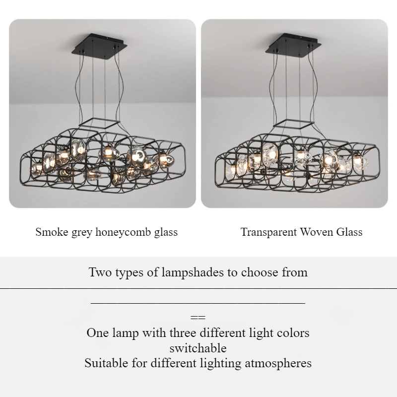 SANDYHA Stylish Iron Block Pendant Light Modern Minimalist Chandelier Fixture for Living Room Dining Table Home Decor