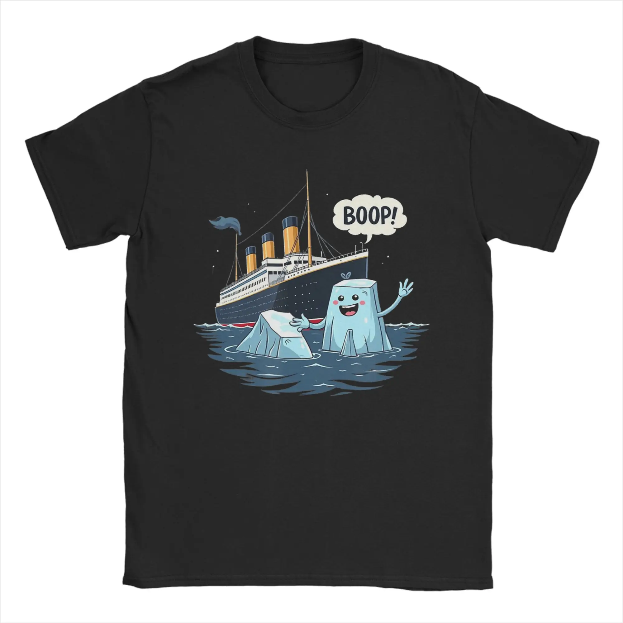 Vintage T Shirt Funny Titanic And Iceberg Boop! 100% Cotton T-Shirts  Leisure Tshirt for Couple Y2K Fun Print Short Sleeve Tees