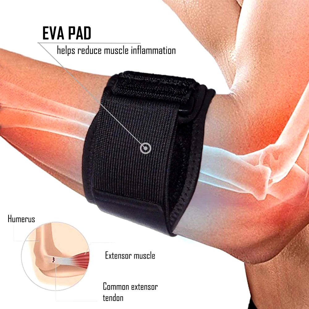 Tirantes de codo de tenis para alivio del dolor de tendinitis, correas de sujeción de antebrazo de codo de golfistas, almohadillas de compresión,