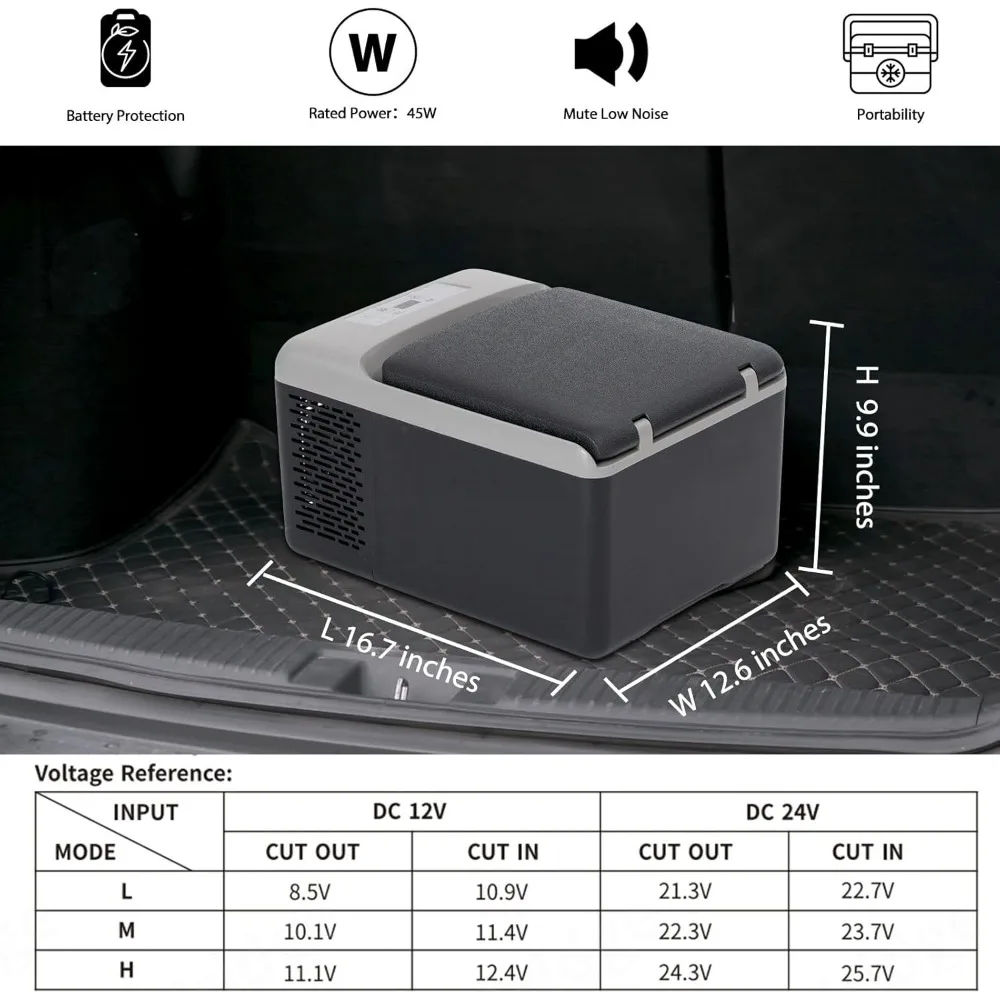 مبرد فريزر محمول للسيارة 12 فولت، تبريد سريع سعة 10 لتر، متوافق مع خيارات طاقة تيار متردد 12/24 فولت و100-240 فولت #3