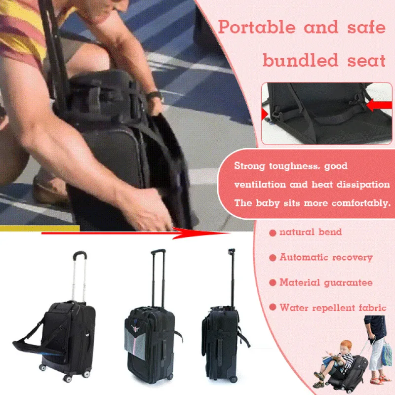 Portable Child Seat Luggage Carrier Family Trips Children\'s travel suitcase folding chair safety binding with seat