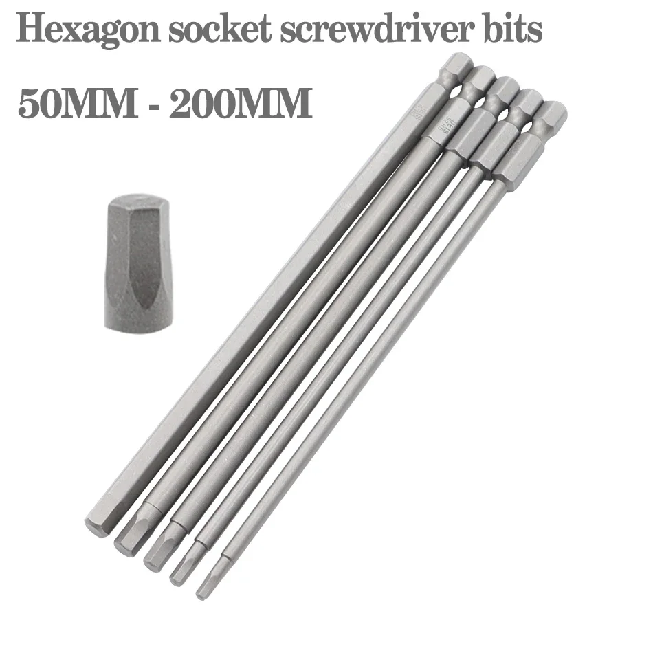 

50mm-200mm Hex Head Allen Wrench Drill Bits Set Long Allen Screwdriver Bits Magnetic Tips Hex Key Screwdriver Socket Bit Set