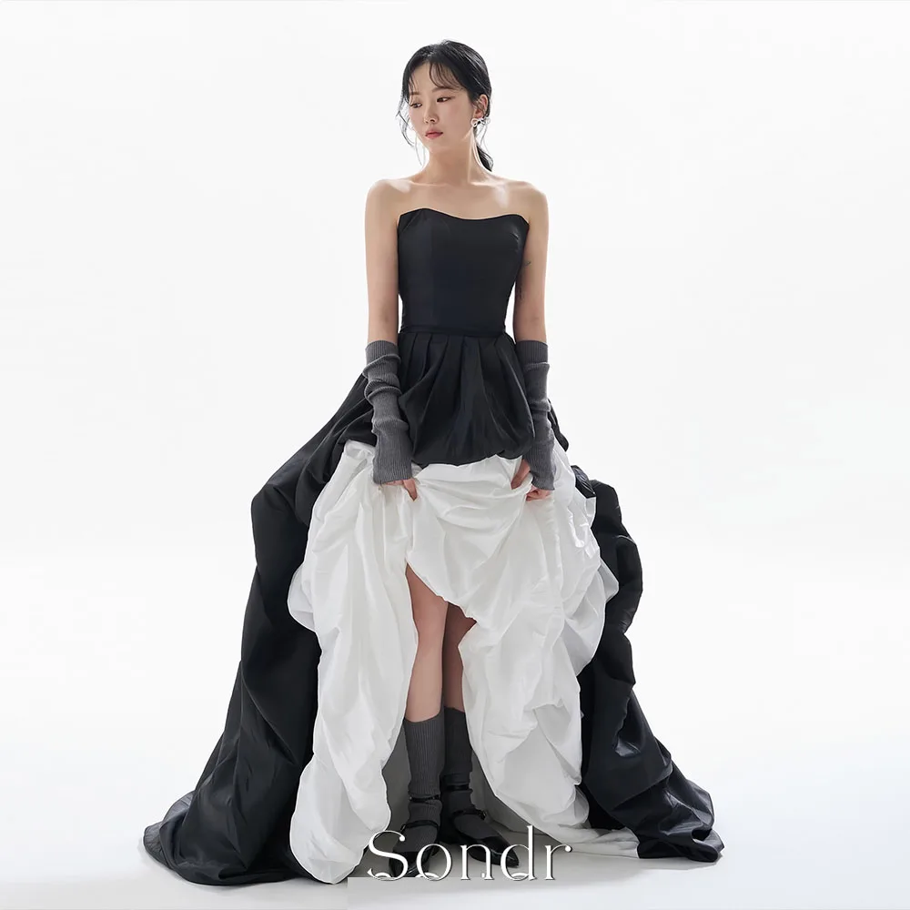 Sondr Customized Korean Taffeta Evening Dresses Strapless A Line Japanese Women Wedding Party Gown Modern Performance Dress