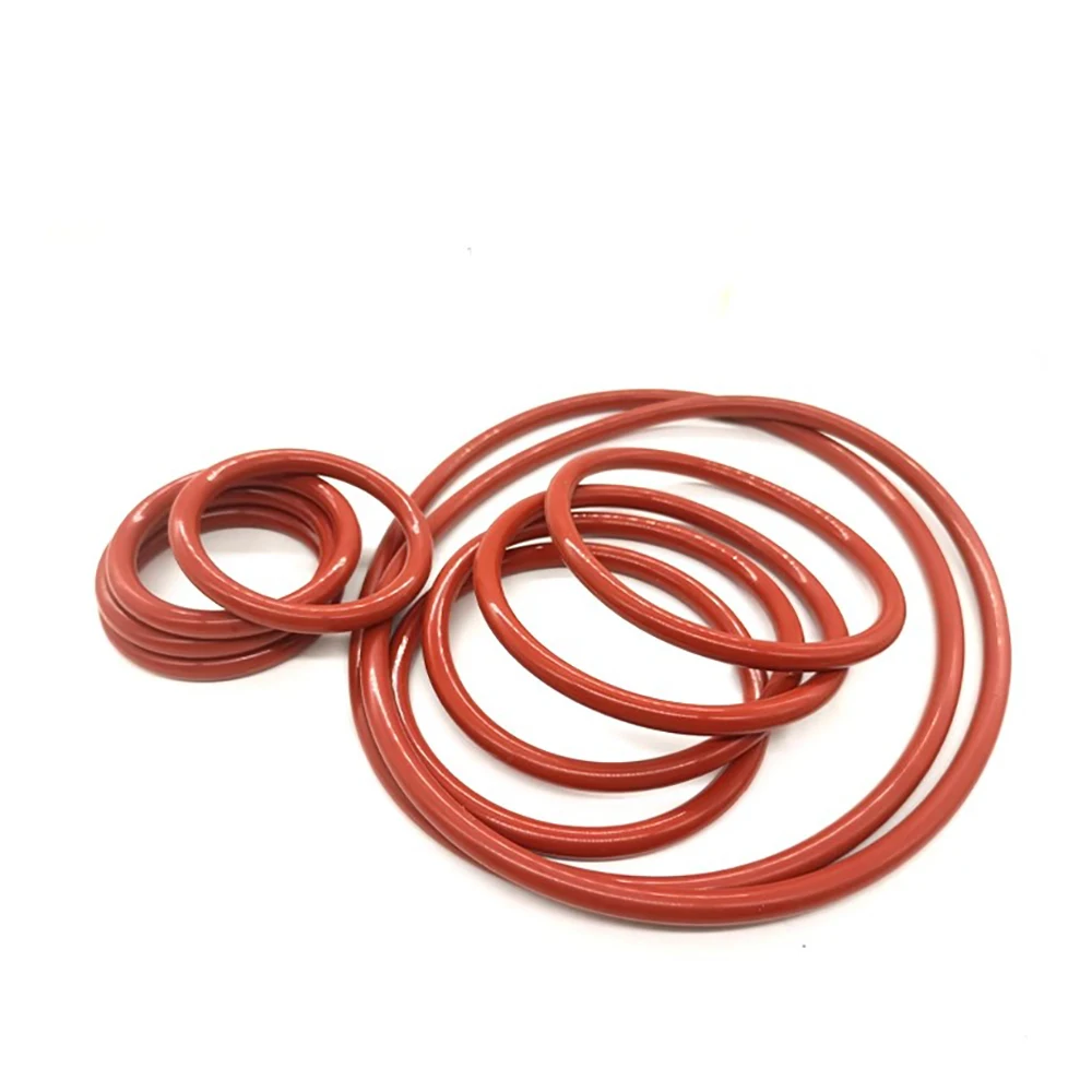 Red Silicone VMQ O-Ring Thickness CS 1mm 1.5mm 2mm OD 3 ~ 60mm Food Grade Round Shape Gasket Insulated Waterproof Washer