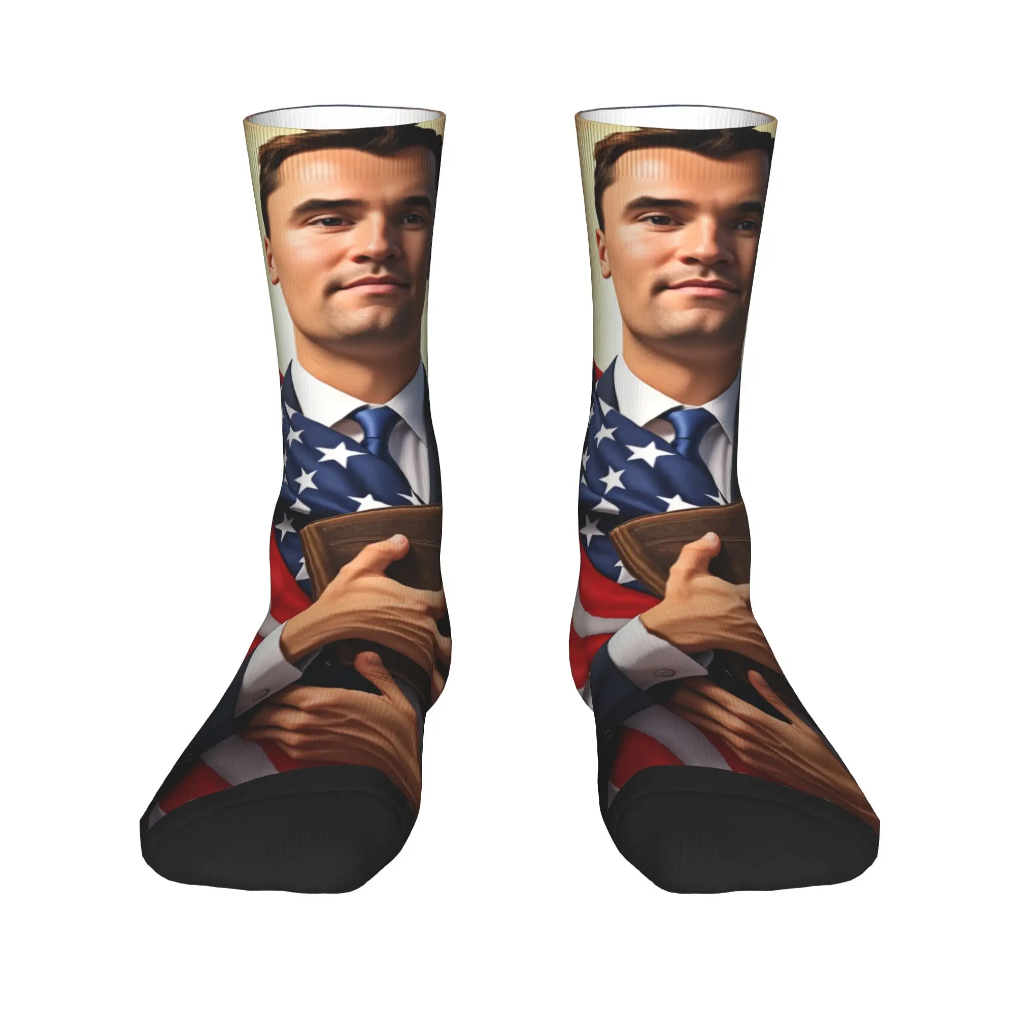 Charlie Kirk Angelic Advocate  Socks  Graphic Stockings Non Slip Men's Socks Warm Soft Autumn Harajuku Running Sports Socks