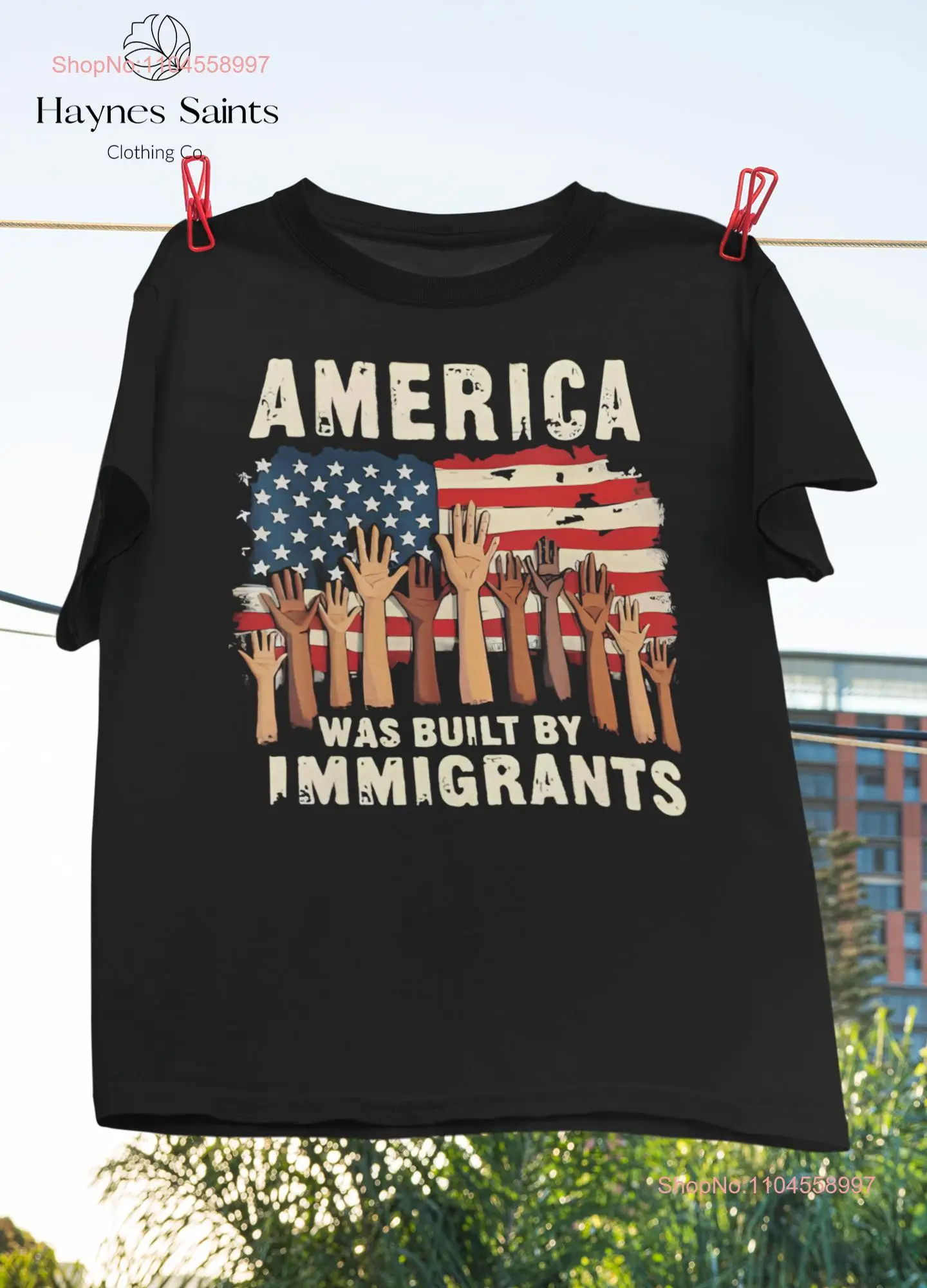 America Was Built By Immigrants Vintage T Shirt No Human Is Illegal Political Activism Rights I Don't Really Care