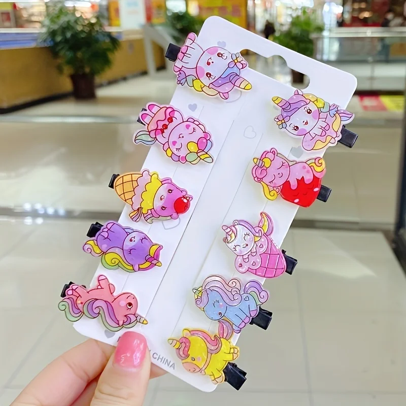 10PCS hair clips Summer new hair accessories Cute The Mermaid Princess  Ice cream Clip bangs clip duck beak clip edge clip