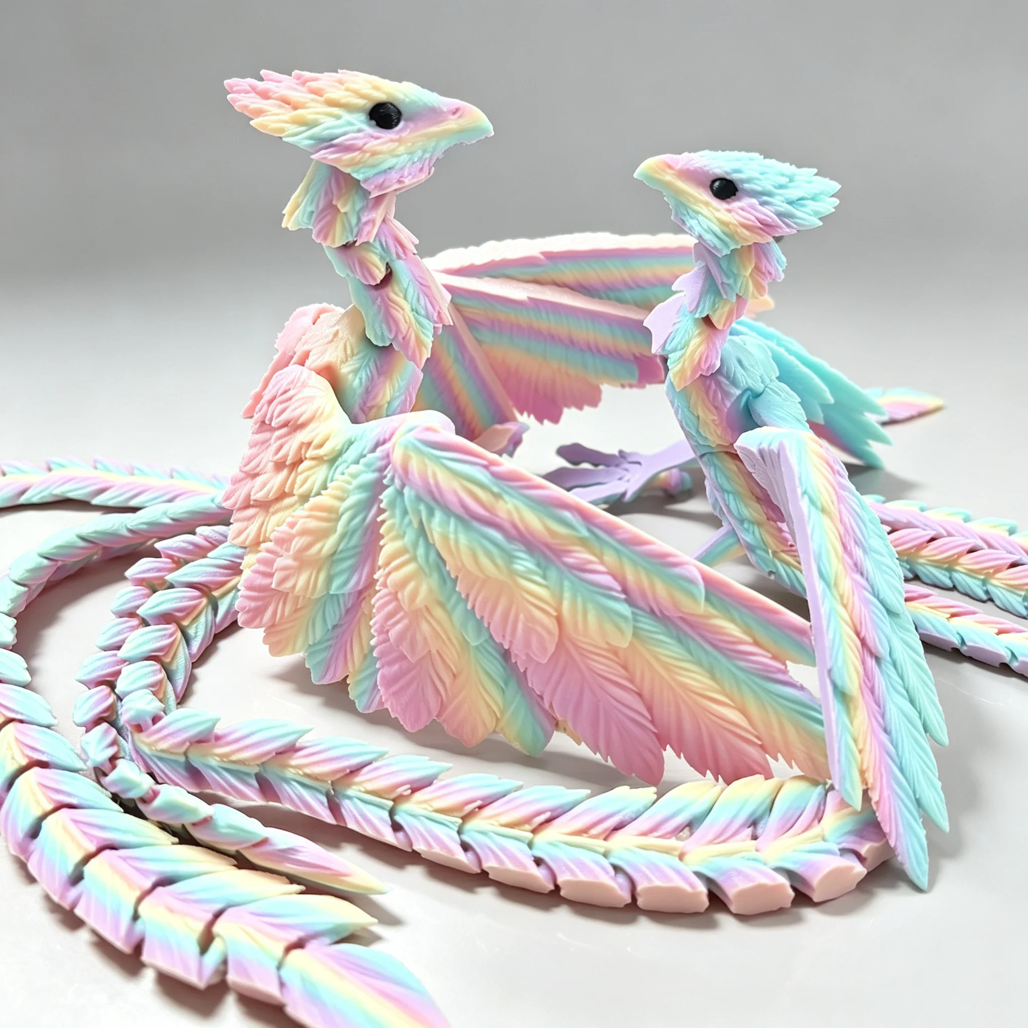 3D Printed Articulated Phoenix Figurine, Fantasy Bird Fidget Desk Decor, Mythical Creature Collectible Toy Gift