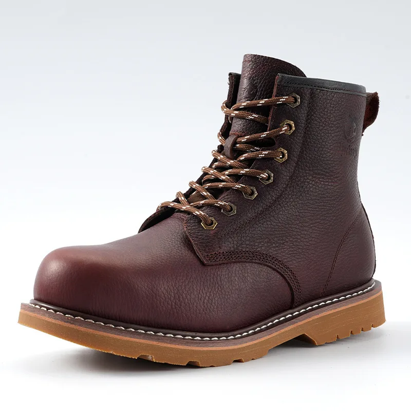 Men's High-Top Anti-Smash & Anti-Puncture Labor Protection Work Boots with Rubber Outsole Safety Shoes for Foot Protection