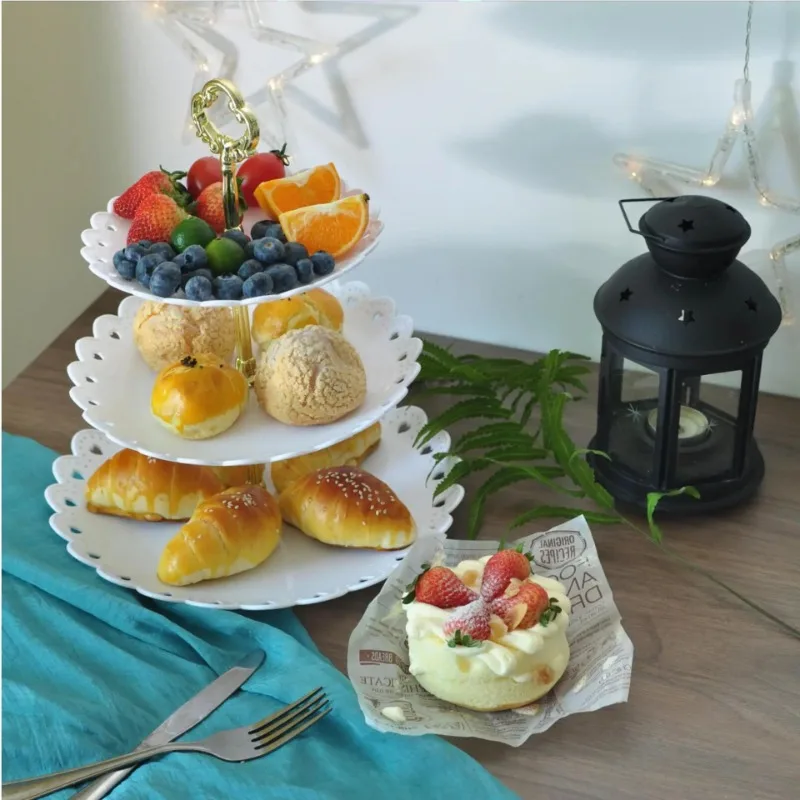 

European-style Fruit Plate Three-layer Cake Stand Living Room Fruit Plate Dessert Table Cake Plate Cake Rack Candy