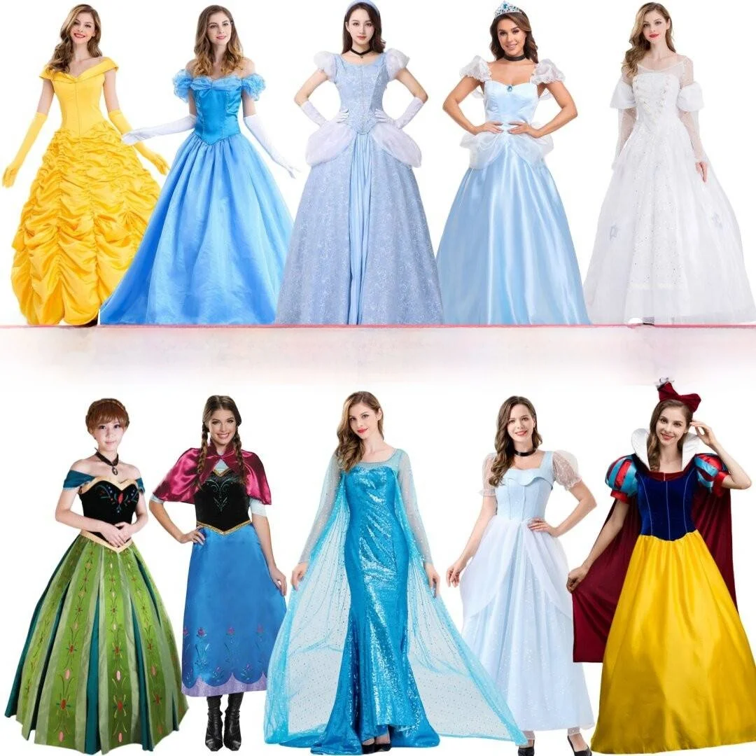 

Adult Snow White Dress Stage Performance Cinderella Elsa Anna Halloween Cosplay Year Conference Costume Polyester Mate...