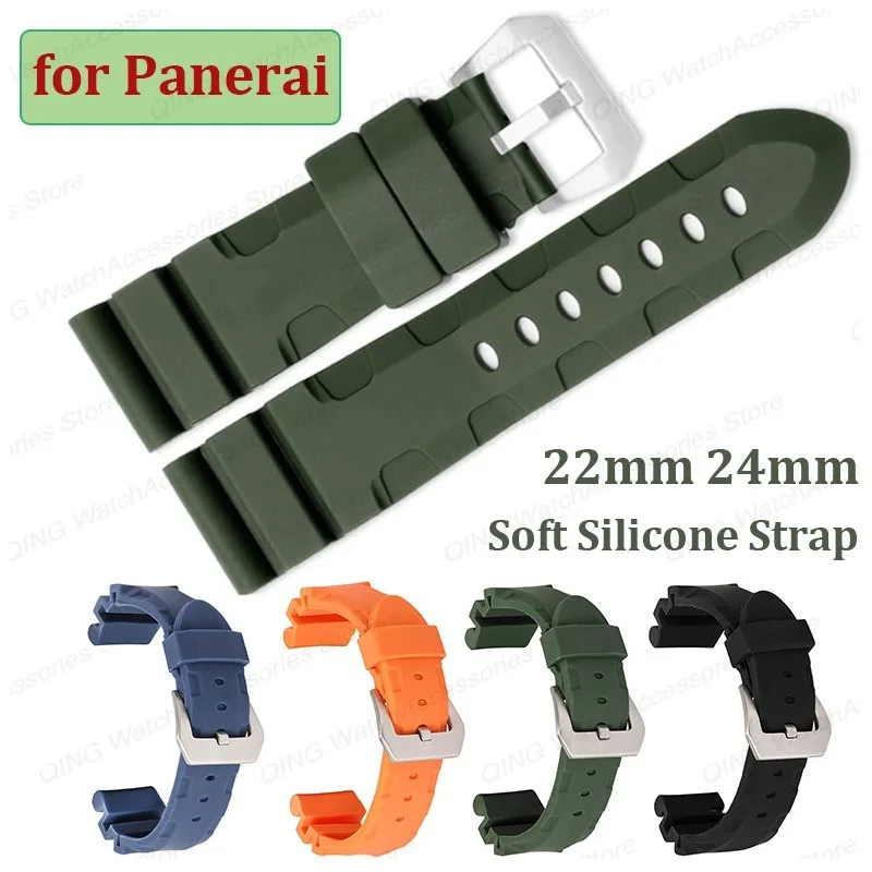 22/24mm Watch Band Silicone Strap for Panerai for SUBMERSIBLE PAM441 359 112 Rubber Wristbelt Women Men Watch Bracelet Accessory