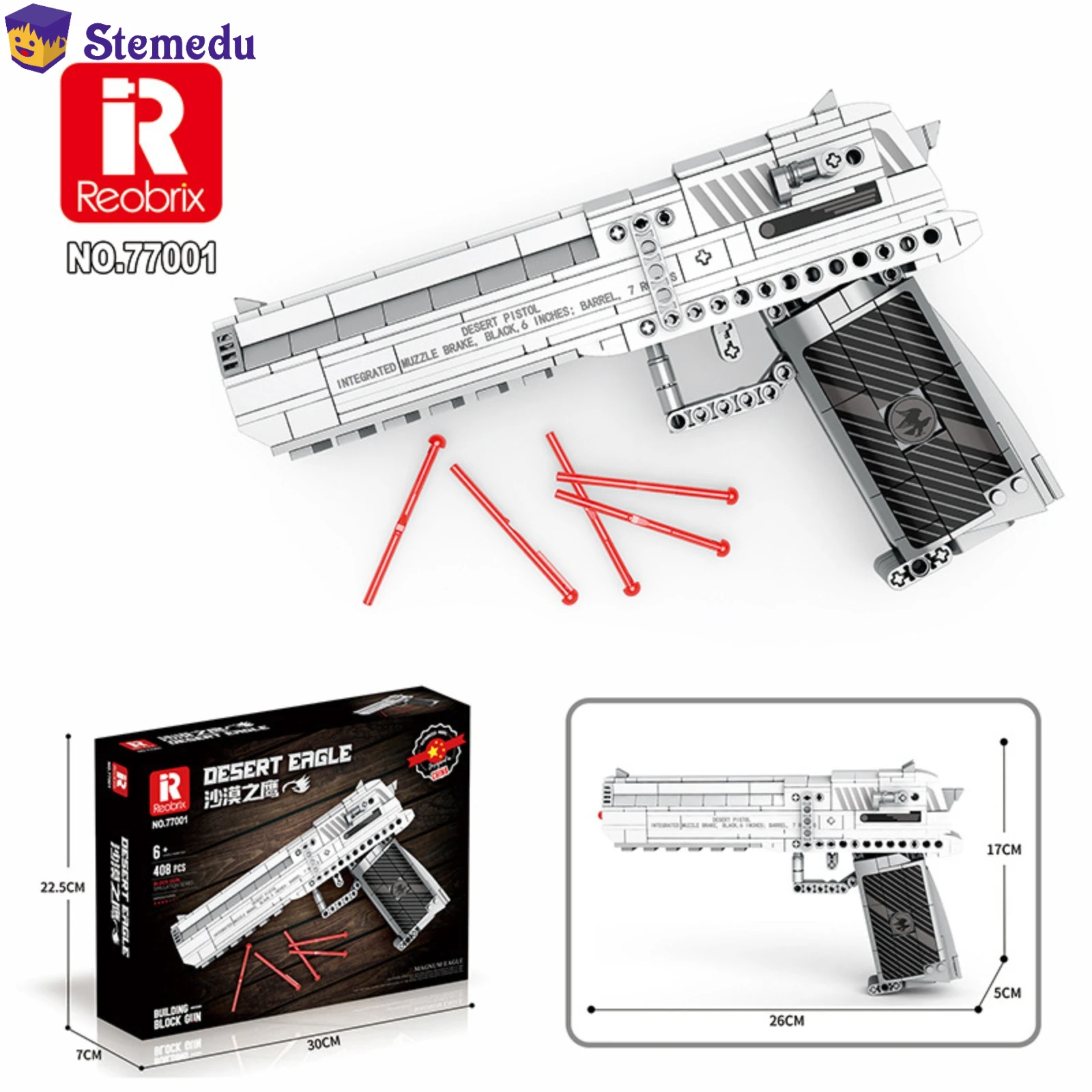 408 قطعة مسدس نسر الصحراء يمكنه إطلاق النار سلسلة النماذج العسكرية بنة لتقوم بها بنفسك تجميع ألعاب الطوب للأطفال هدية الكريسماس