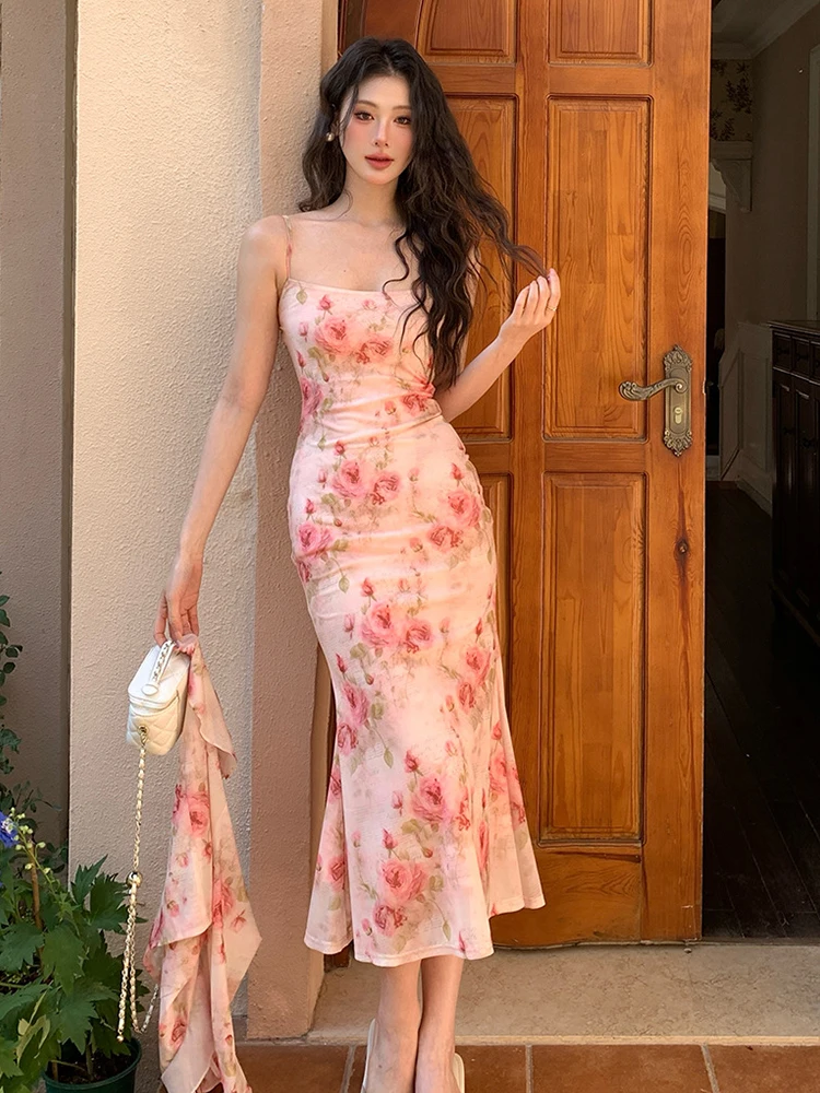 Women Vacation Clothes Sweet Floral Print 2 Piece Outfit Sexy Sling Slim Dress And Ruffled Tops Coat Set Suits Casual Autumn New