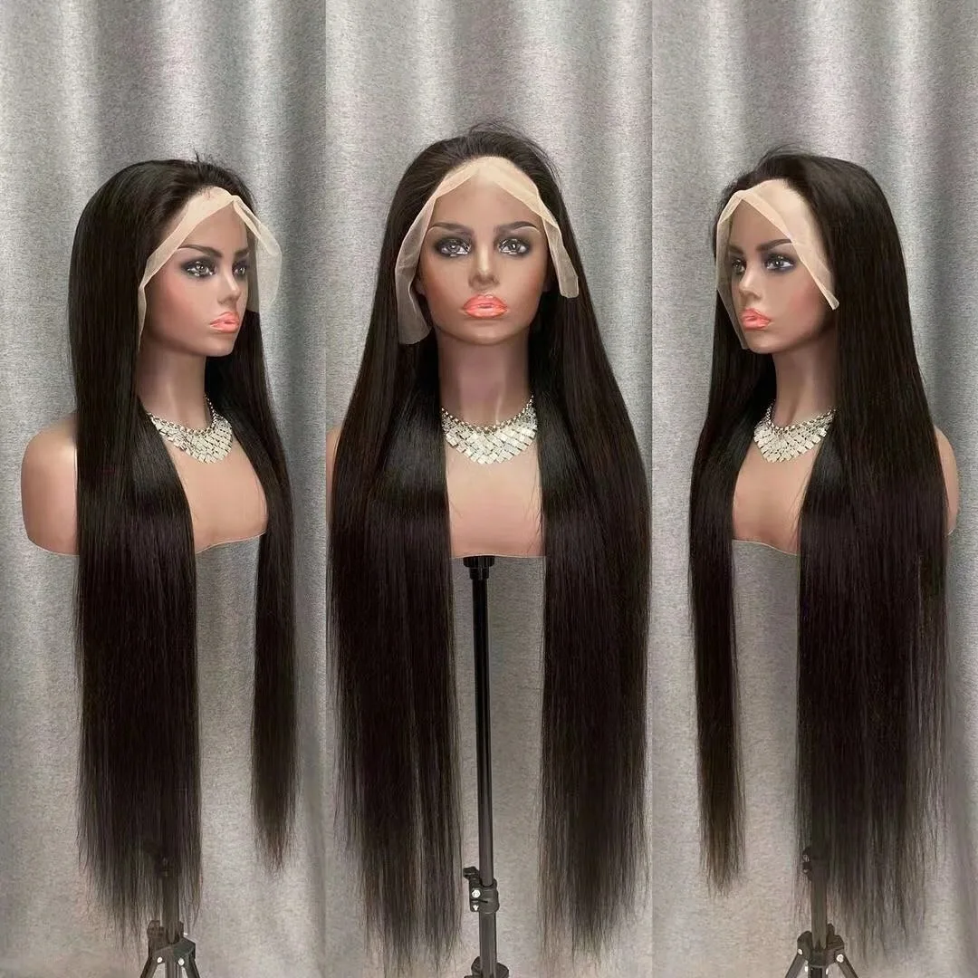 30 34 Inch Straight Human Hair Wigs Brazilian 13x4 Hd Lace Frontal Human Hair Wig HD Lace Front Pre Plucked Wig Natural Black