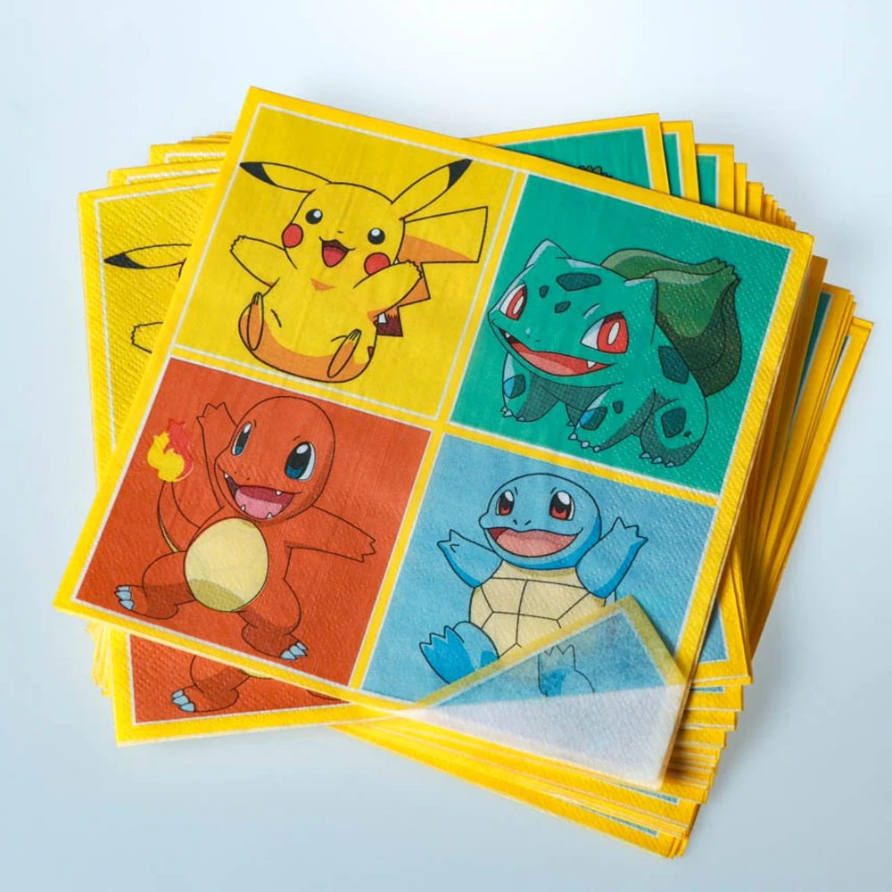 60 Stück Pokémon Tischgeschirr Pikachu Geburtstagsdekoration Einwegbecher Teller Servietten Alles Gute zum Geburtstag Babyparty-Zubehör Spielzeug – Detail 5