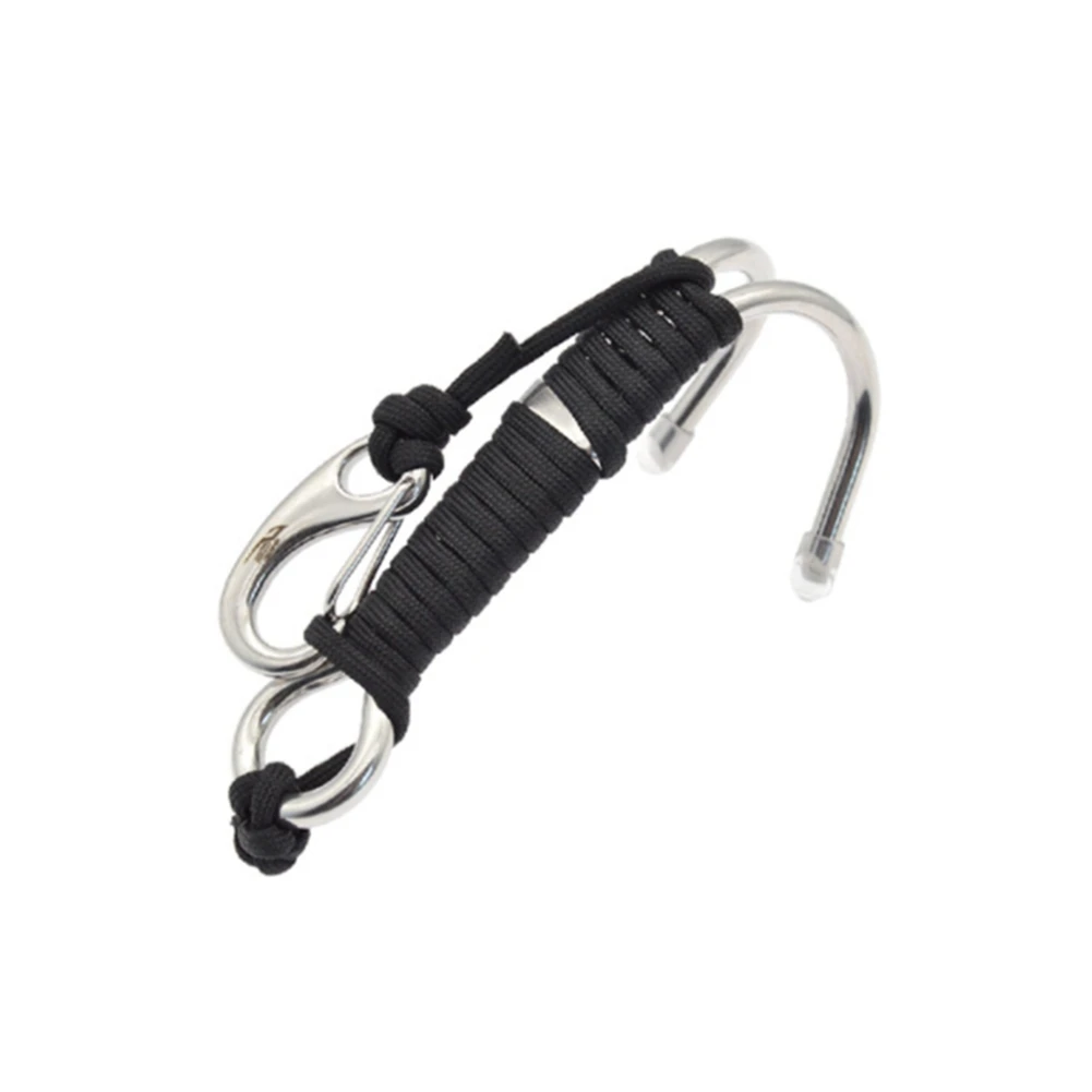 KEEP DIVING Scuba Diving Double Dual Stainless Steel Reef Drift Hook with Line and Clips Hook for Current Dive Underwater,Black